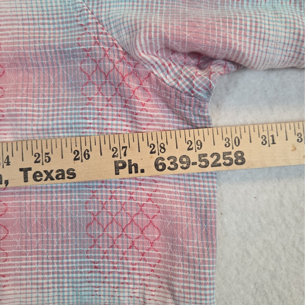 Tommy Bahama 2XB Red/Pink Blue Linen Cotton Short Sleeve Shirt Ravenna Plaid - Picture 6 of 9